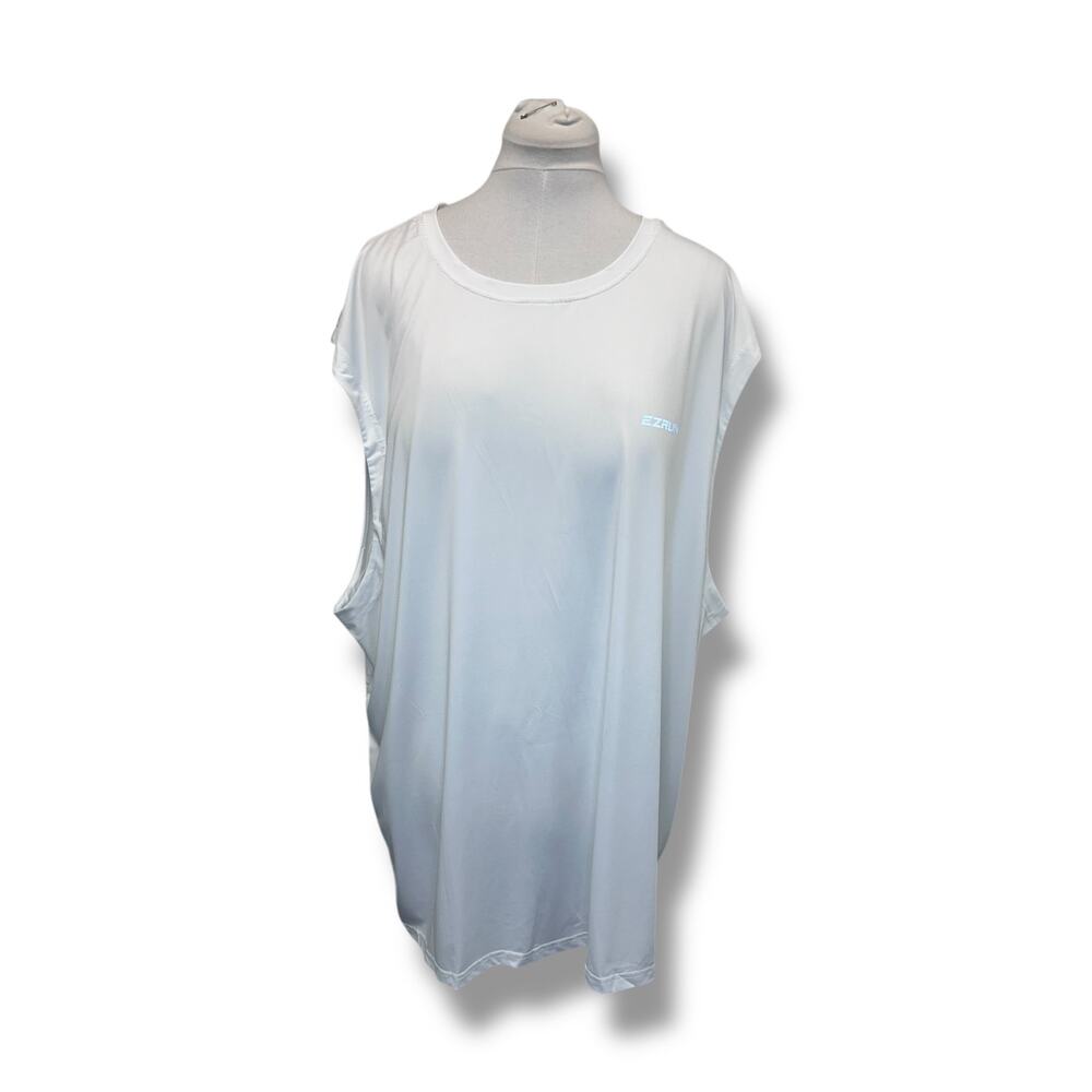 EZRUN Mens Big & Tall Sleeveless Performance Muscle Tank, White, size 5XLT